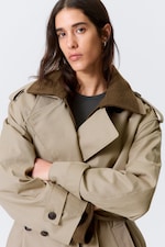 Beige - Oversized Trench Coat with Detachable Lining - 2