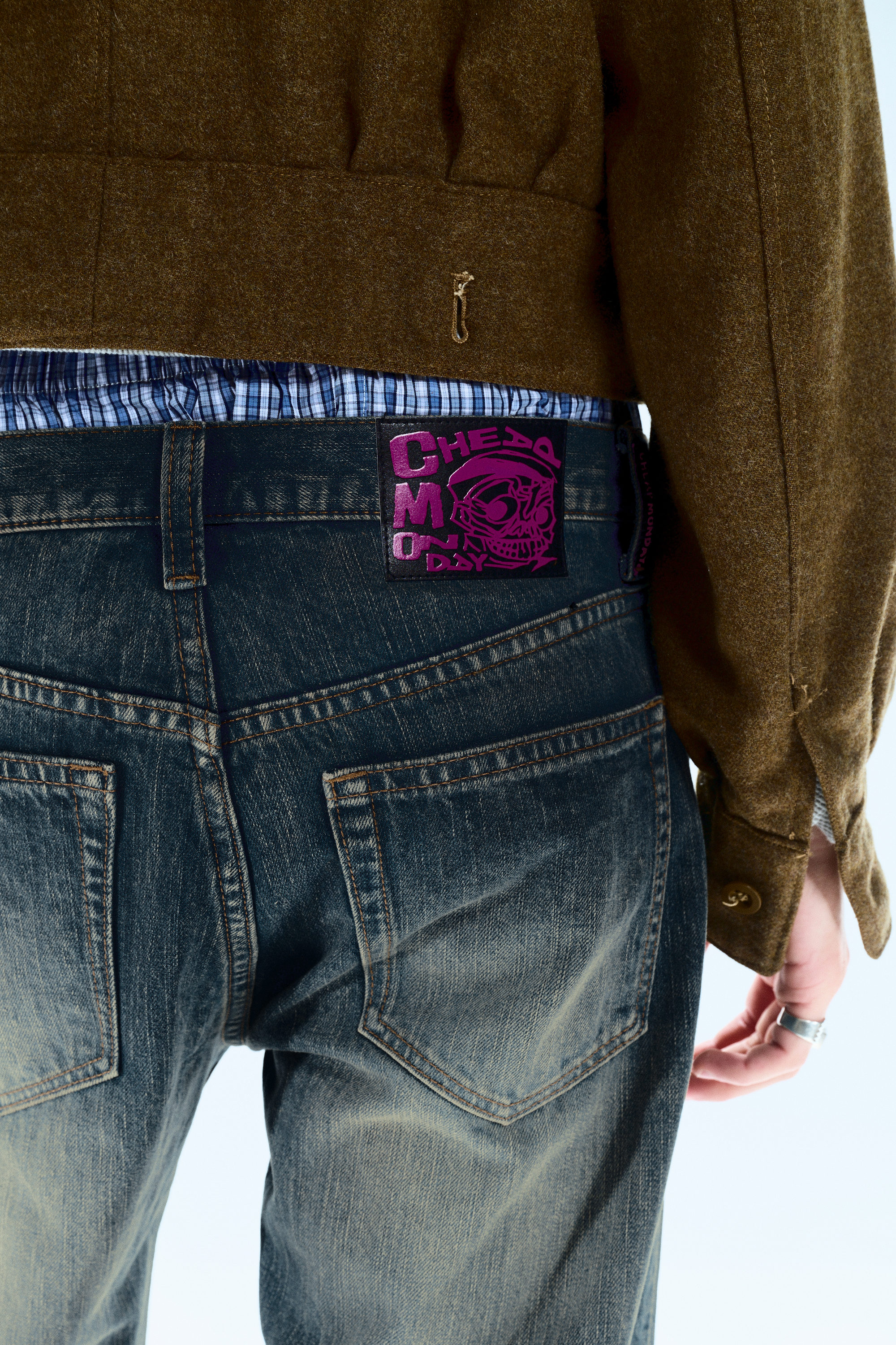 anti unisex low waist regular straight jeans - Steel Blue - Medium
