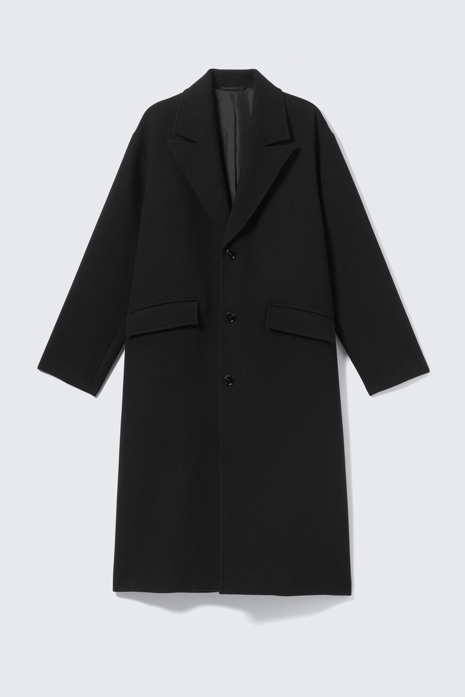 Abrigo de mezcla de lana de corte oversize - Negro/Beige Multi Check
