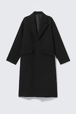 Black - Oversized Single-Breasted Wool Blend Coat - 5