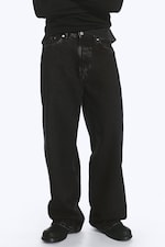 Black Rinse – svart - Astro mid waist baggy jeans i imitert skinn med lommer - 2