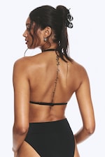 Noir - Haut de bikini triangle décolleté dos nu - 2