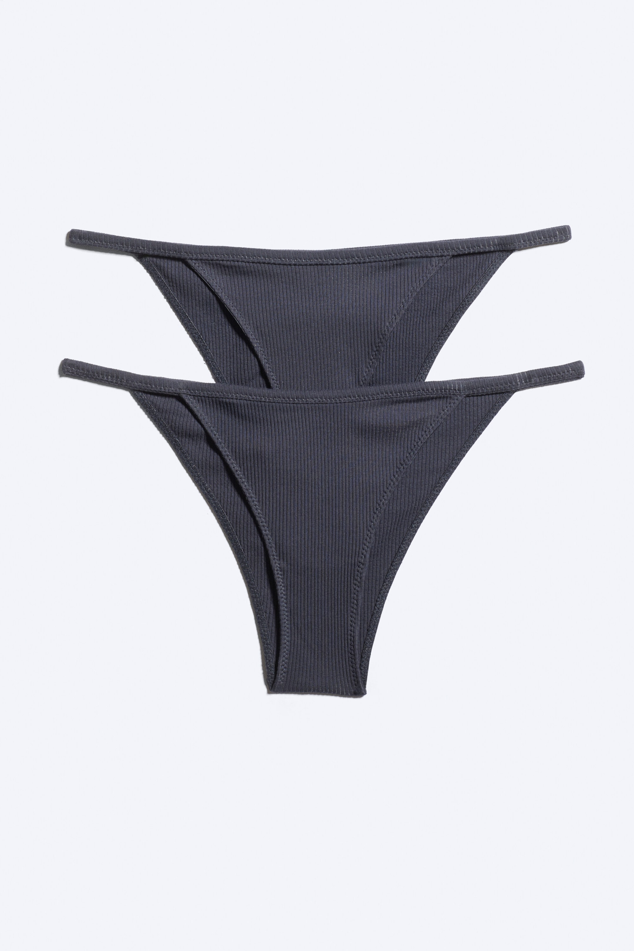 Dunkelblau - 2er-Pack - Minimalistische gerippte Tangas - 3