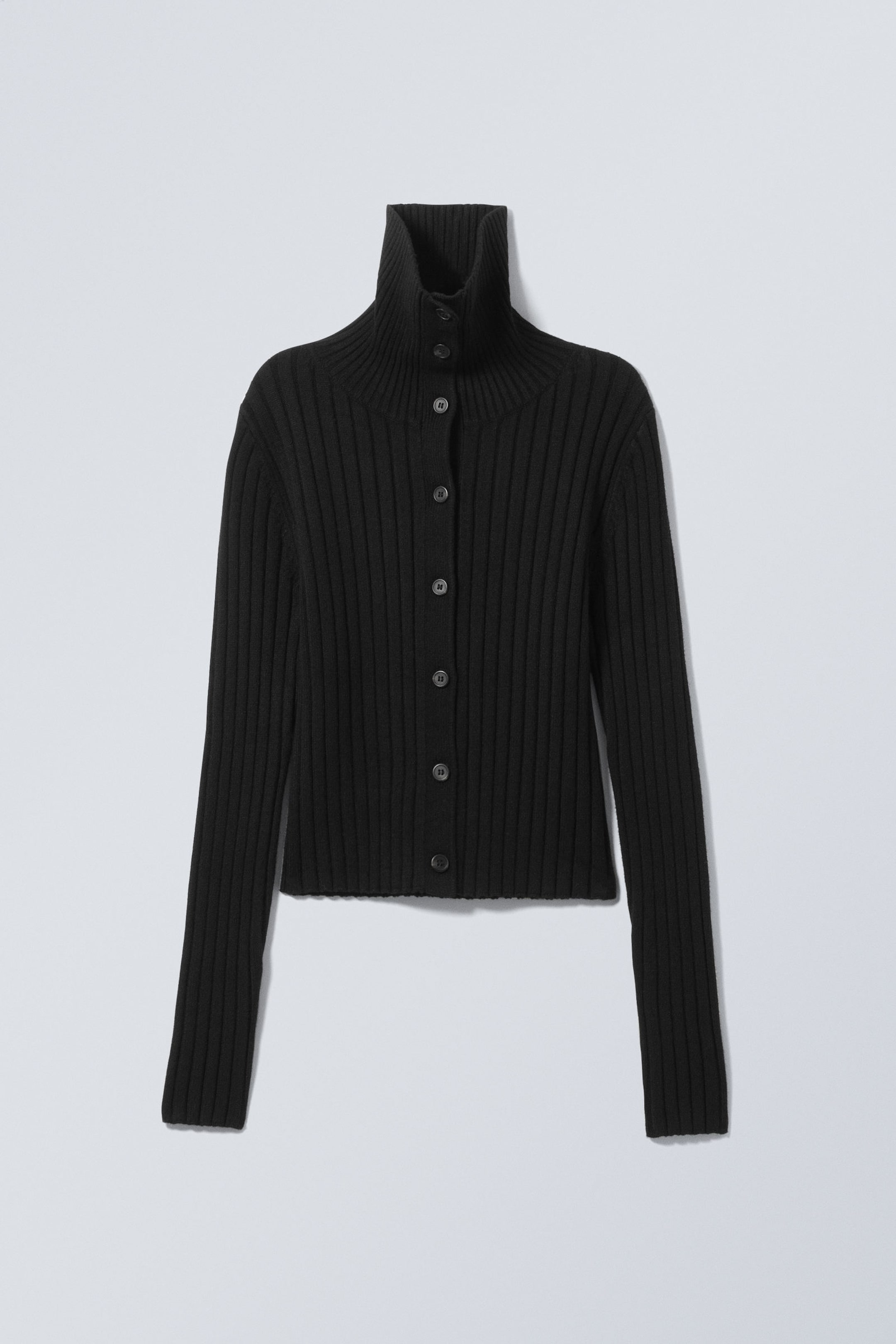 #272628 - Slim Knitted Turtleneck Cardigan - 1