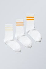 Gelb gestreift - 3er-Pack Sportsocken mit Streifen - 0