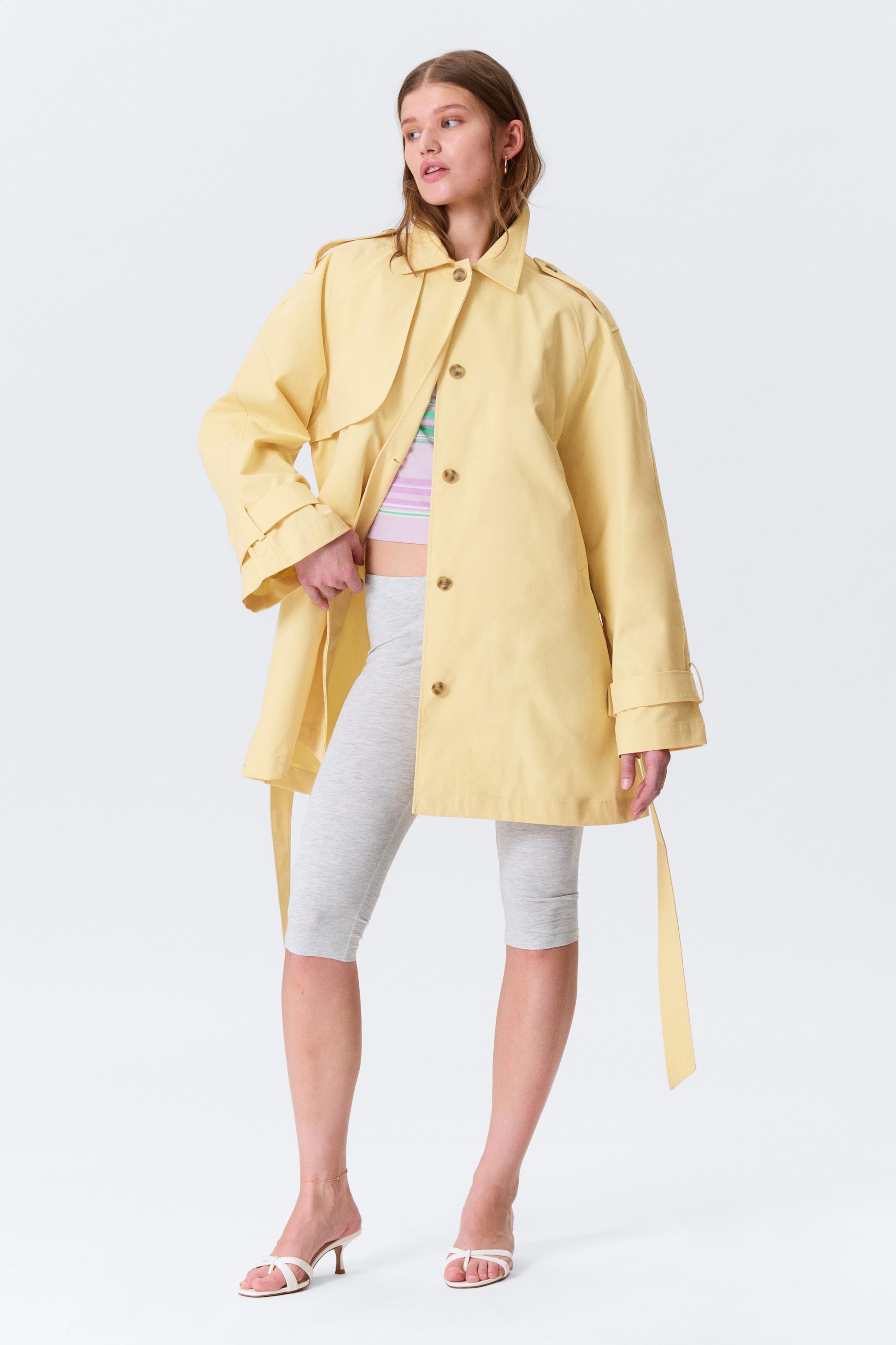 Light Yellow - ROSABEL LOOSE SINGLE-BREASTED TRENCH COAT - 2