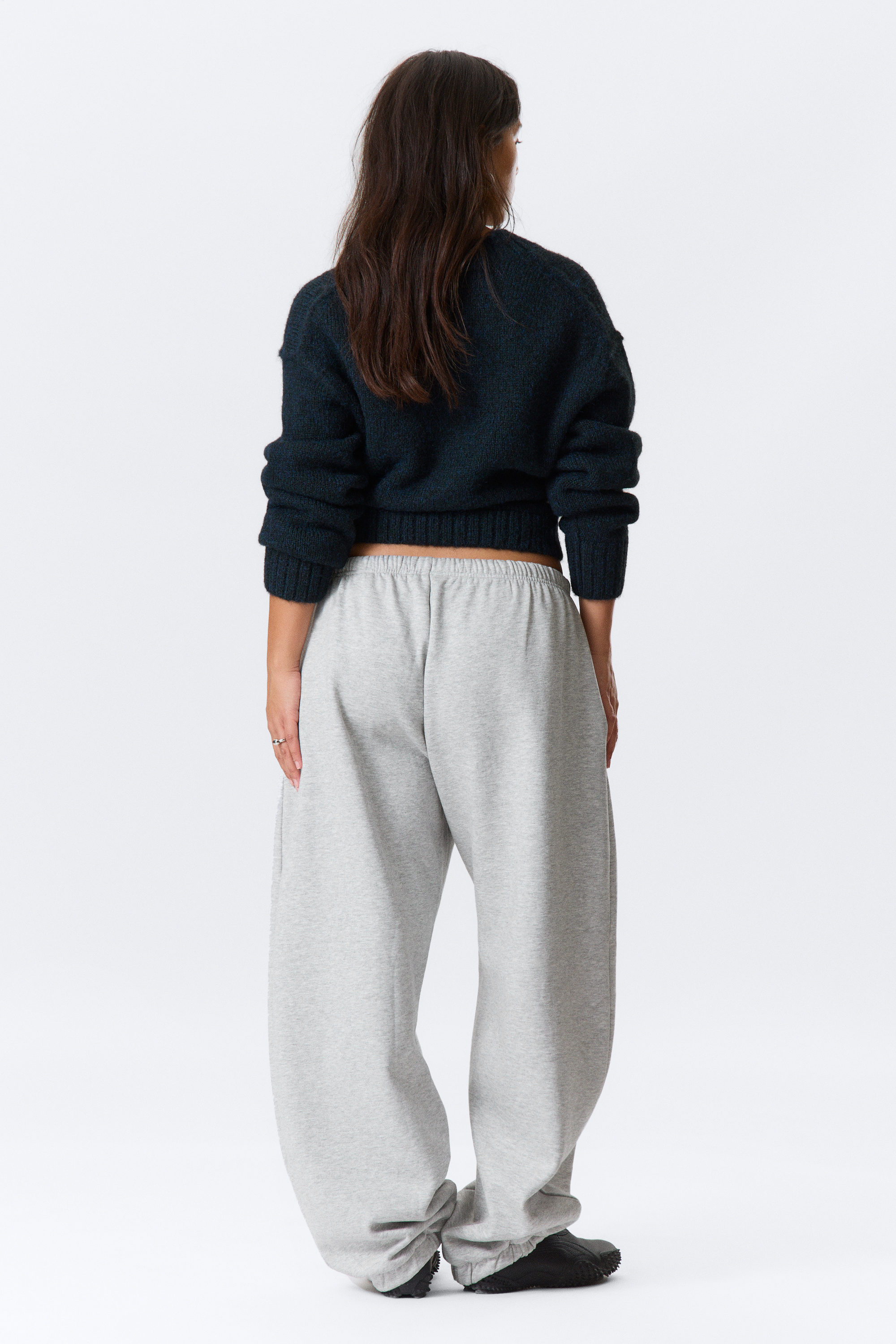 Grau meliert - Lockere Sweatpants aus schwerem Baumwollfleece - 3