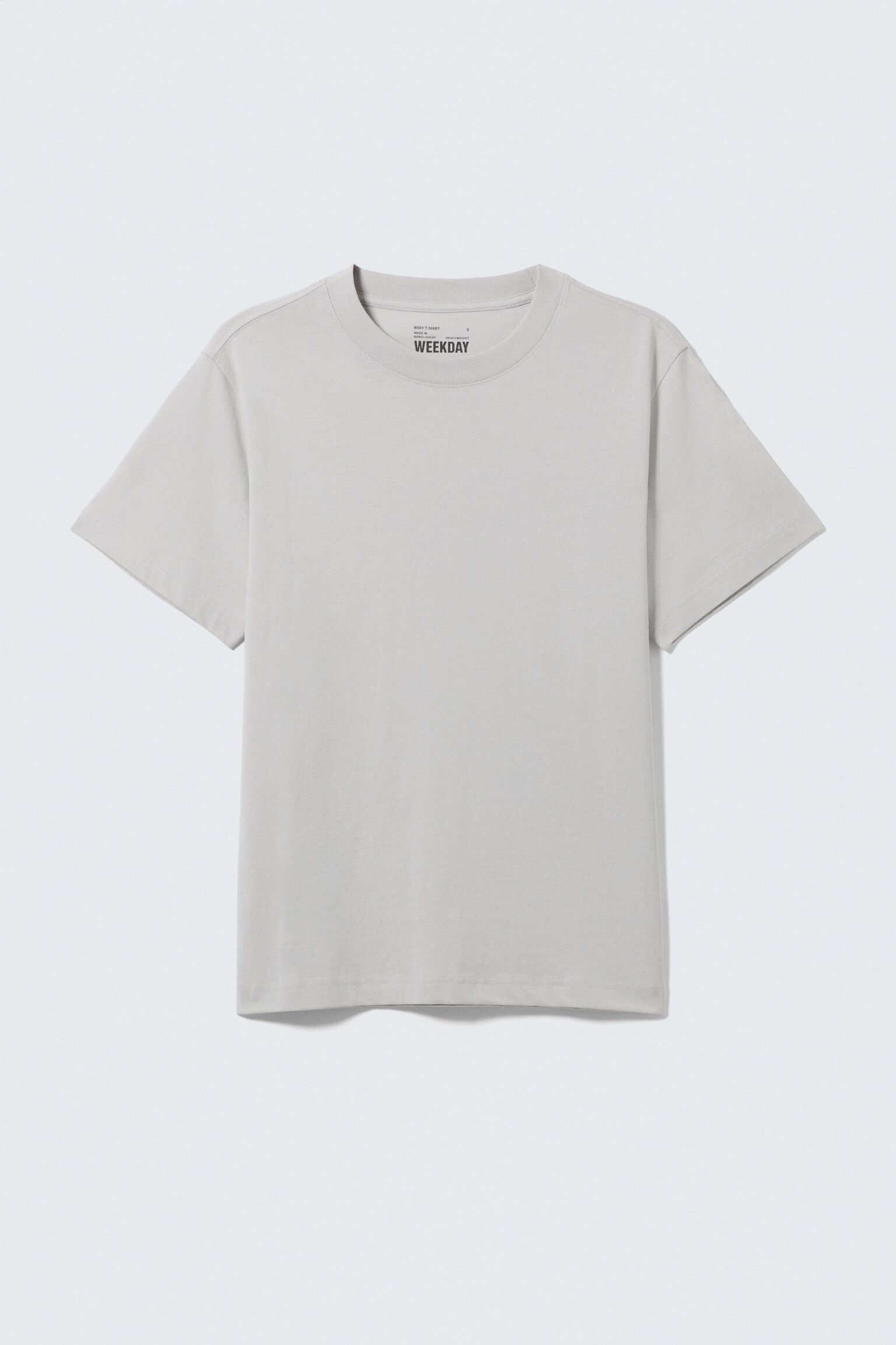 Pudełkowy T-shirt o dużej gramaturze - Jasnoszary/Czarny/Biały/Ciemnogranatowy/Ciemnozielony/Jasny zakurzony błękit - 2