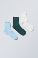 blues & white - 3-pack Bella Short Sock - 0