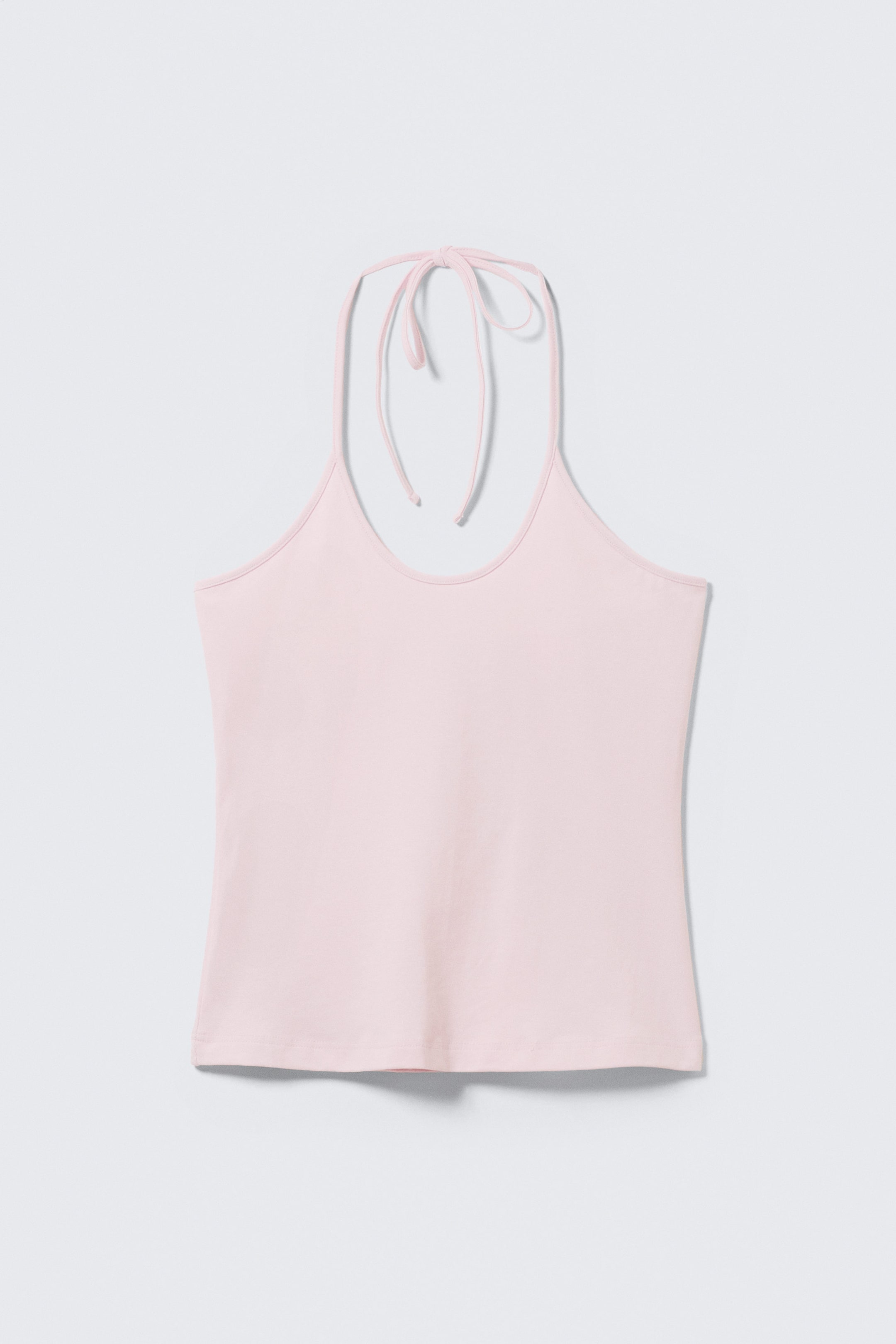 Hellrosa - Schmal geschnittenes Neckholder-Top aus Baumwolle - 4