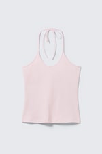 Hellrosa - Schmal geschnittenes Neckholder-Top aus Baumwolle - 4