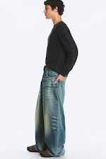 Action Blue - Medium Blue - VOID LOW RISE LOOSE BAGGY BARREL JEANS - 4