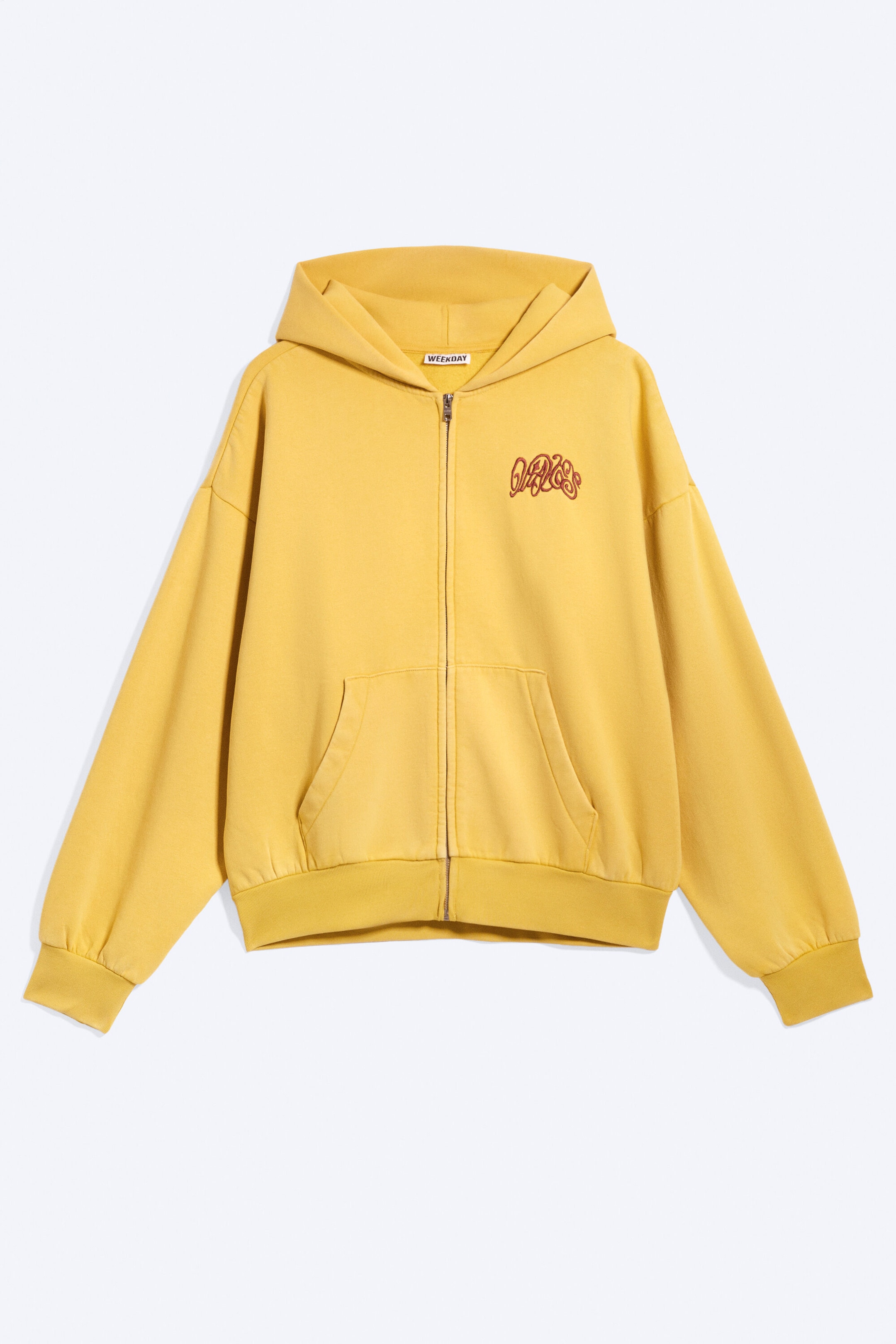 Gelbe - Rote Welle - Weiter Hoodie mit Reißverschluss und Print - 3