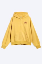 Gelbe - Rote Welle - Weiter Hoodie mit Reißverschluss und Print - 3