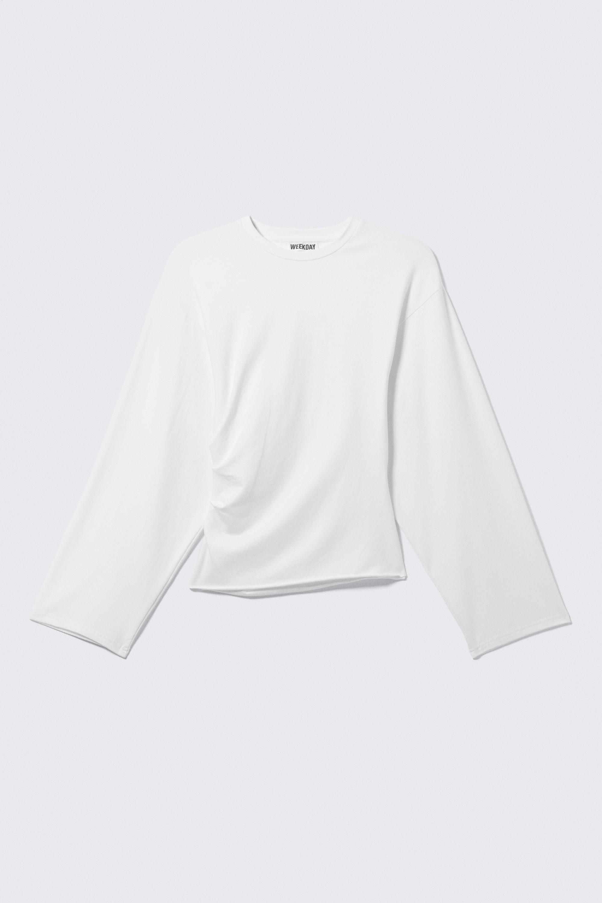 White - Ruched Long-Sleeved T-shirt - 4