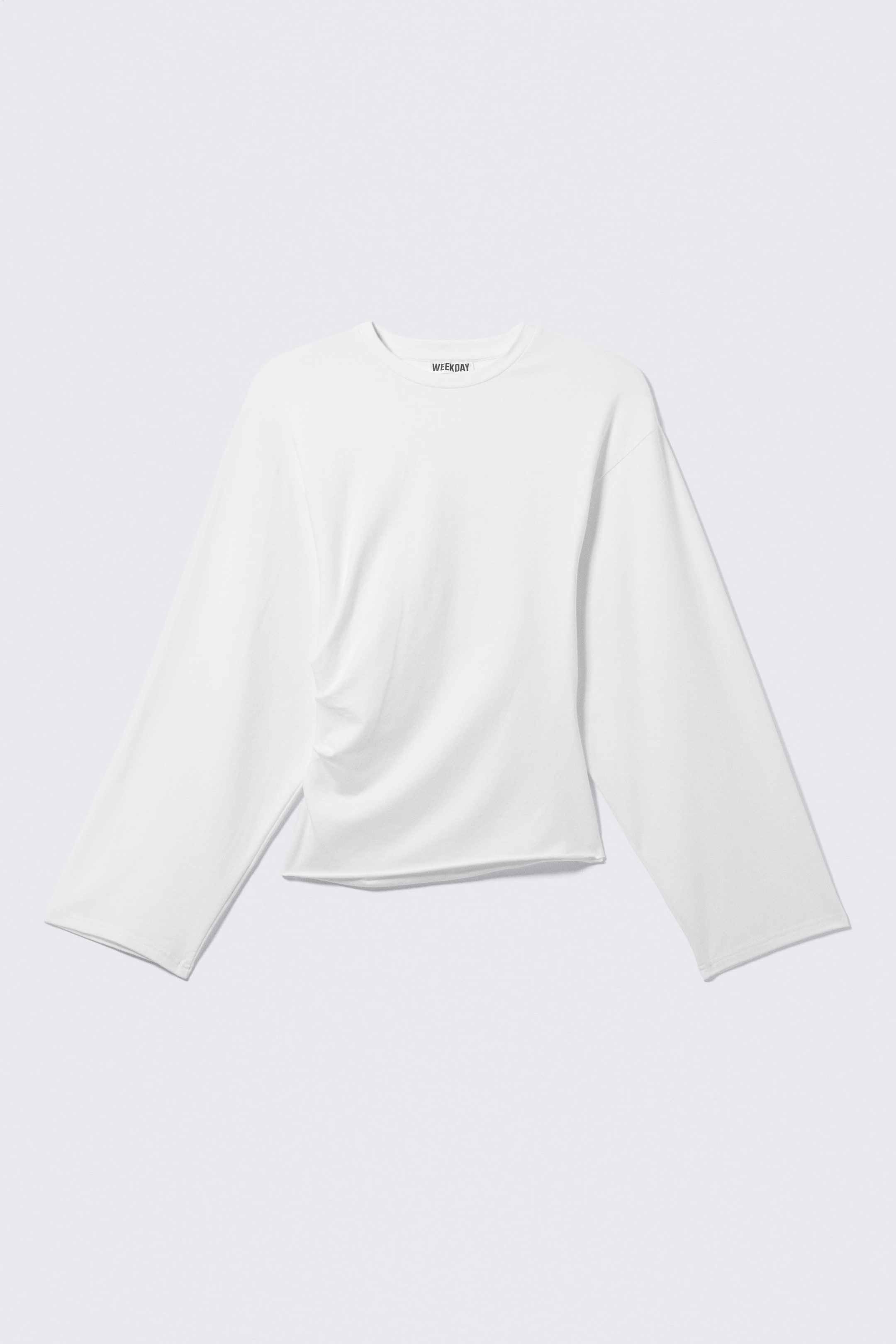 White - Ruched Long-Sleeved T-shirt - 5