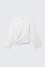 White - Ruched Long-Sleeved T-shirt - 5