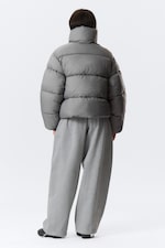 Grey - Short Oversized Puffer Jacket - 5