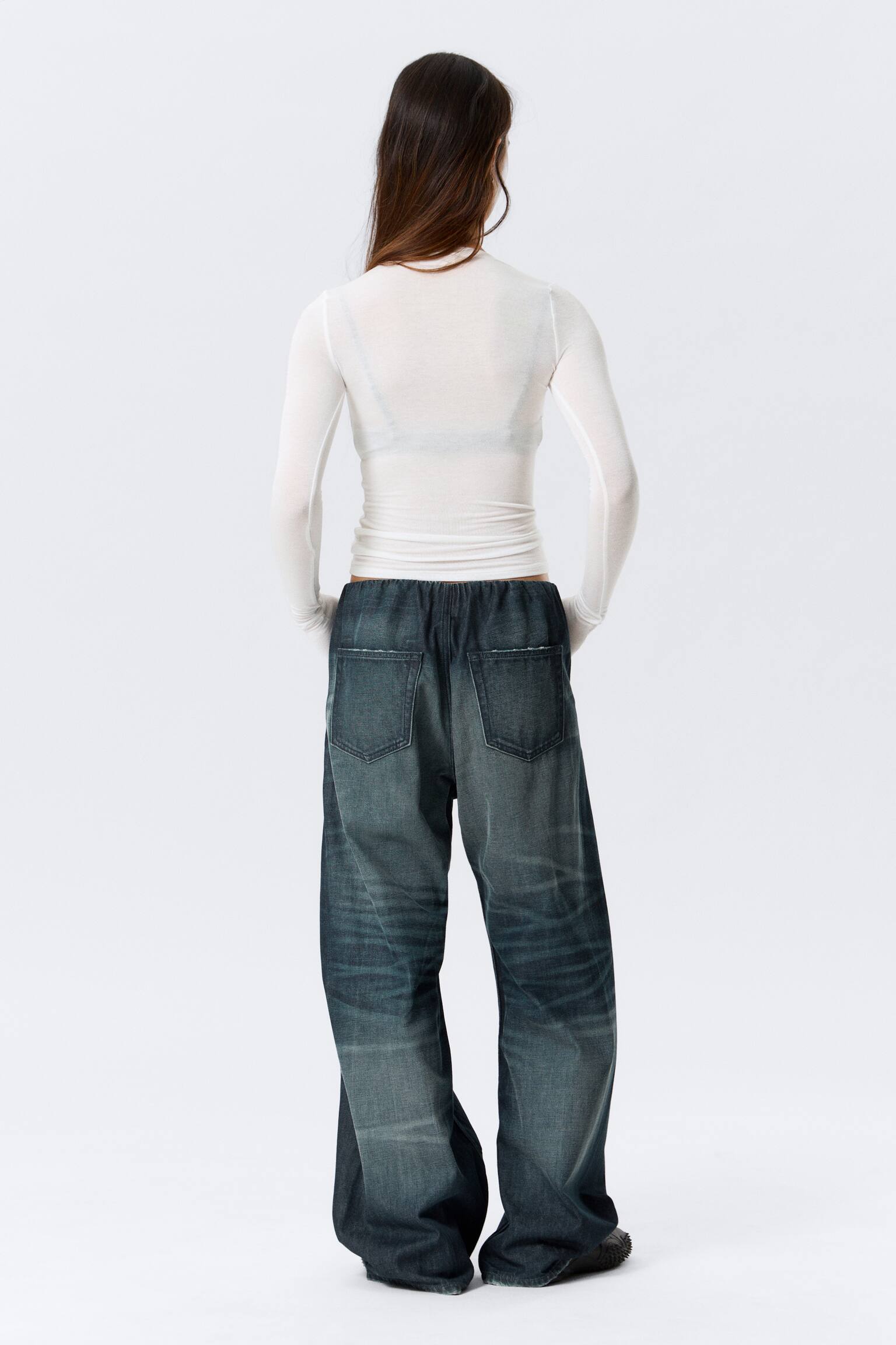 SCHMALES LANGARM-TOP MIT KNÖPFEN - Weiß/Grau meliert/Schwarz - 5