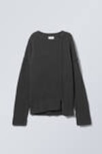 Dark Grey - Rey Oversize Asymmetric Sweater - 0