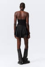 Black - Pleated Layered Mini Skirt - 2