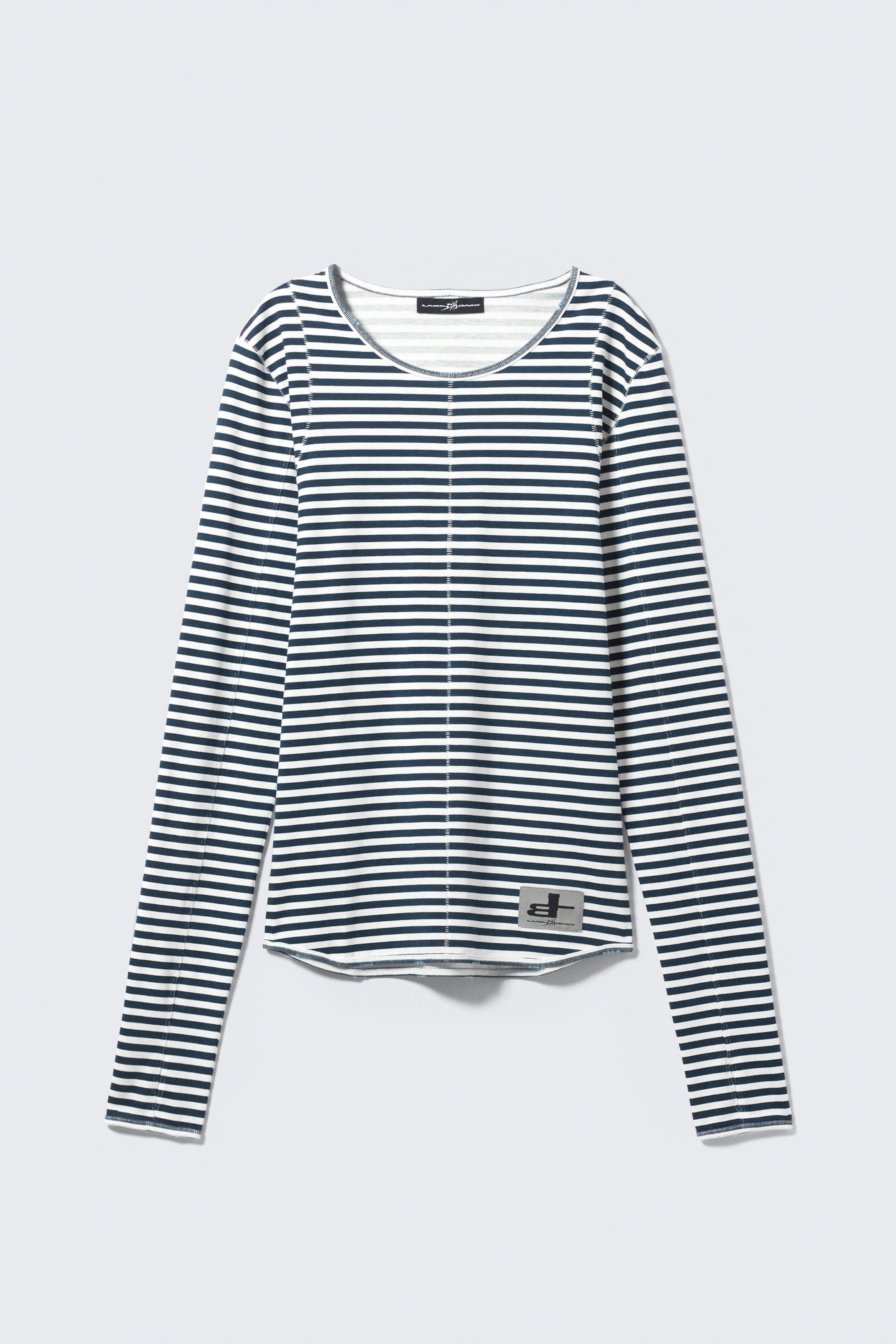 Schwarz-Weiß gestreift - CM x LB körperbetontes Unisex-Longsleeve - 6