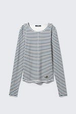 Striped Black & White - CM x LB Fitted Long-Sleeved Unisex T-shirt - 0