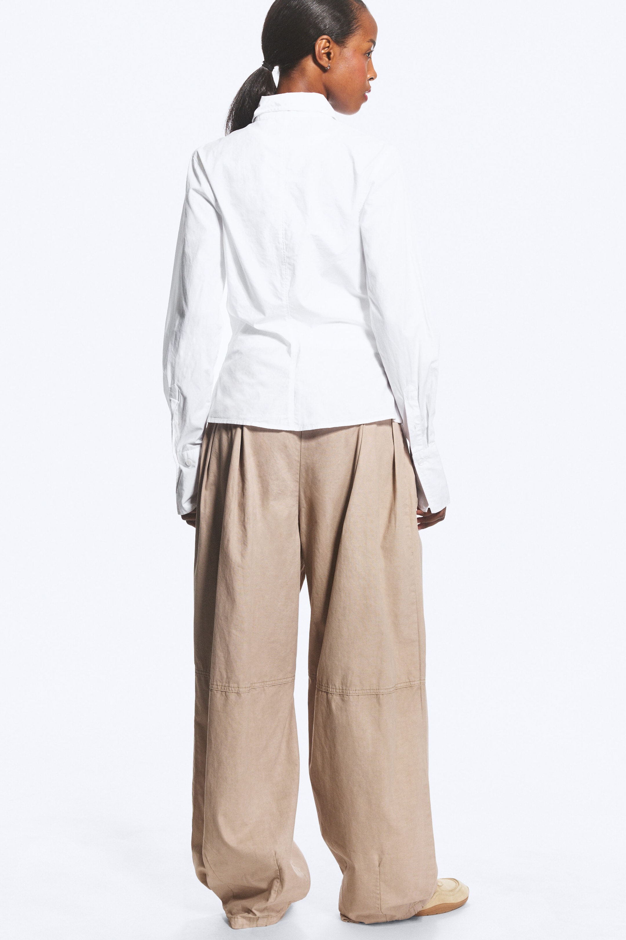White - Asymmetric Fitted Poplin Shirt - 6