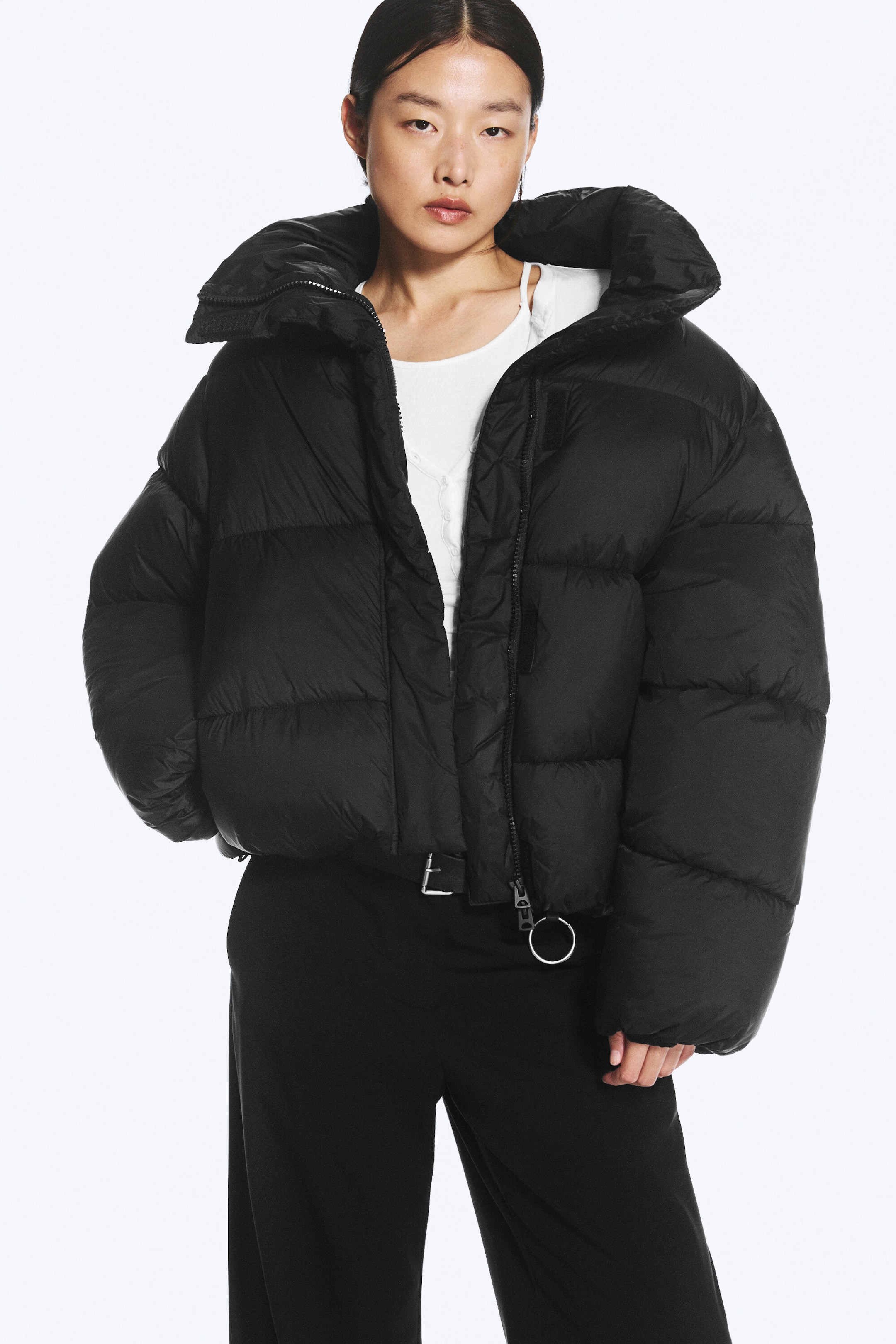 Noir - Doudoune courte oversize - 2