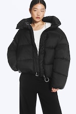 Svart - Kort, oversized pufferjakke - 1