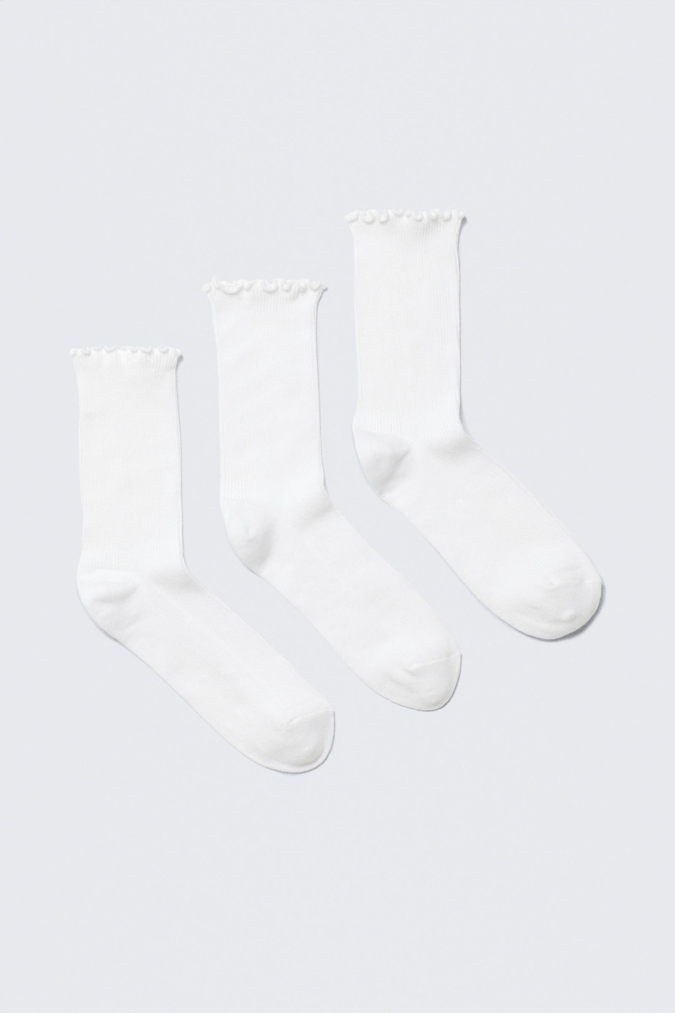 White - 3-pack Frill Edge Socks