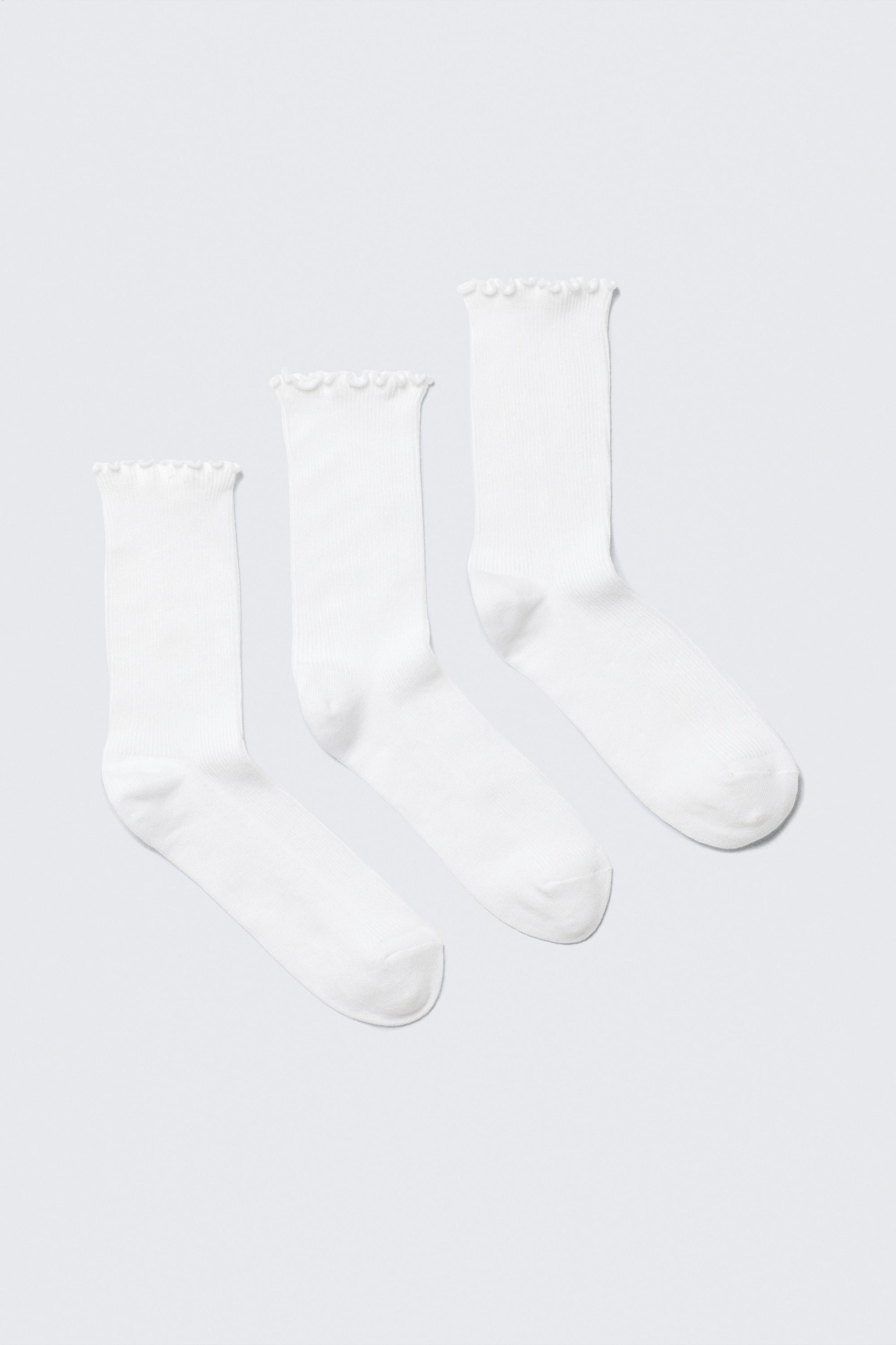 Vit - 3-pack volang-strumpor