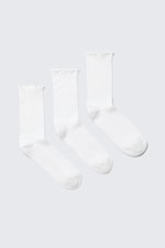 White - 3-pack Frill Edge Socks - 0