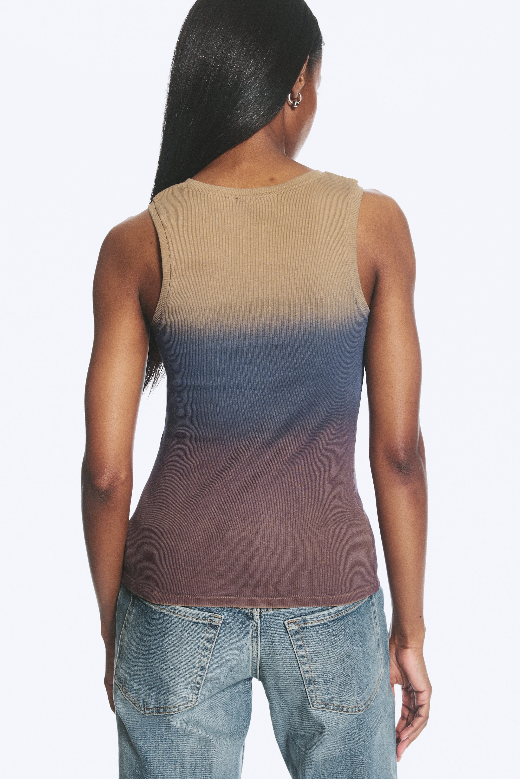 Bruin/blauw/paars ombre - Gewassen tanktop - 3
