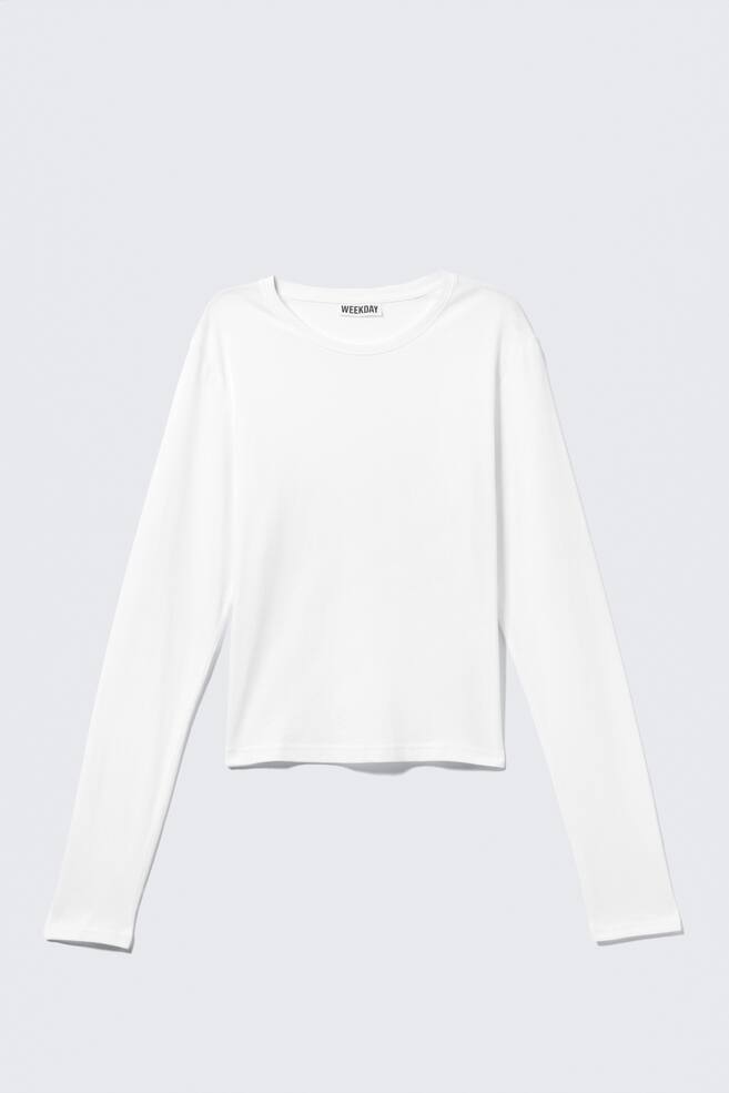 Haut ajusté en coton à manches longues - Blanc/Noir/Rouge foncé rayé - 1