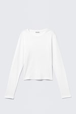 White - Slim Long-Sleeved Cotton Top - 3