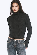 Dark Grey Melange - Double-breasted buttoned cardigan - 0