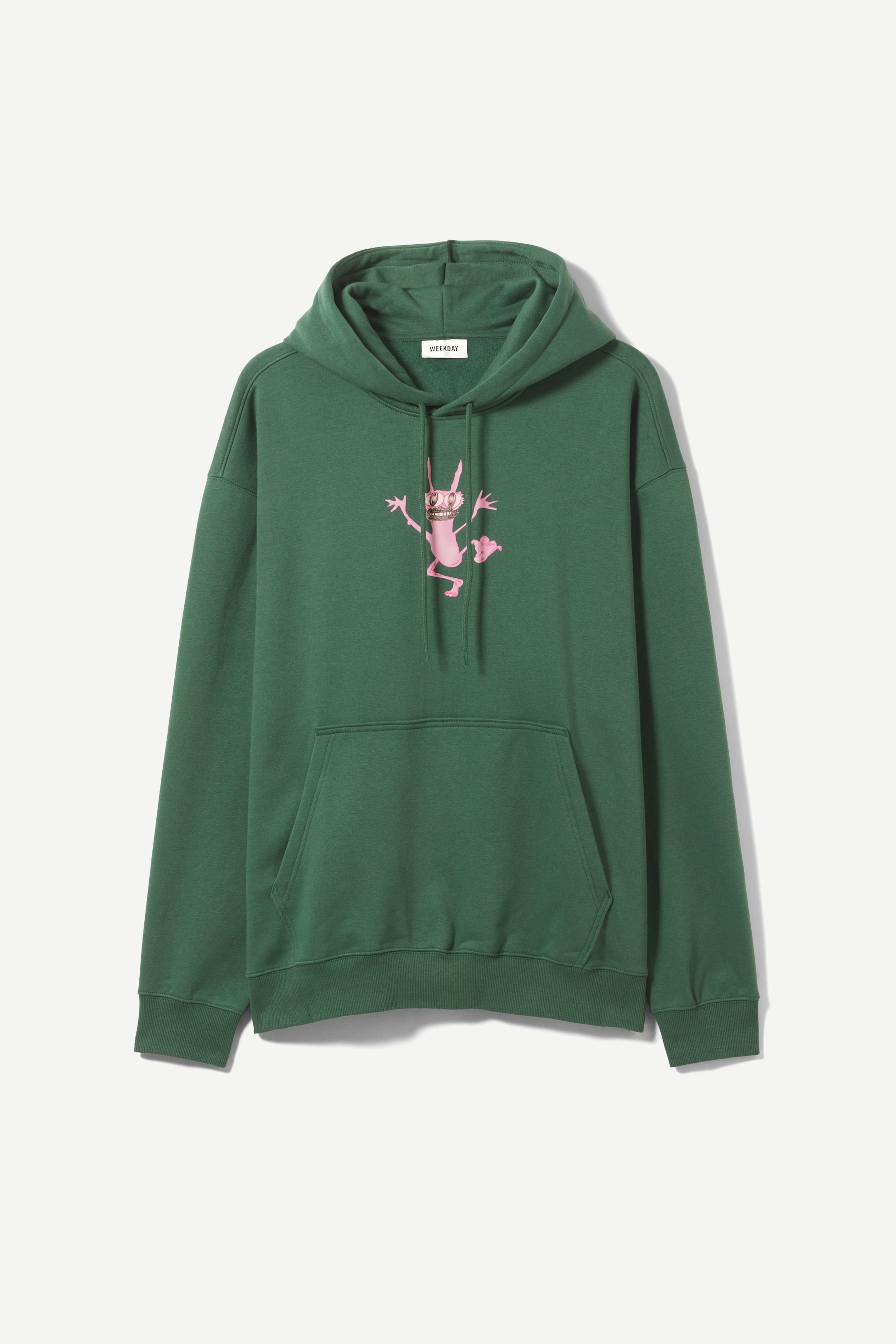 Green w pink alien - Oversized Printed Hoodie - 0