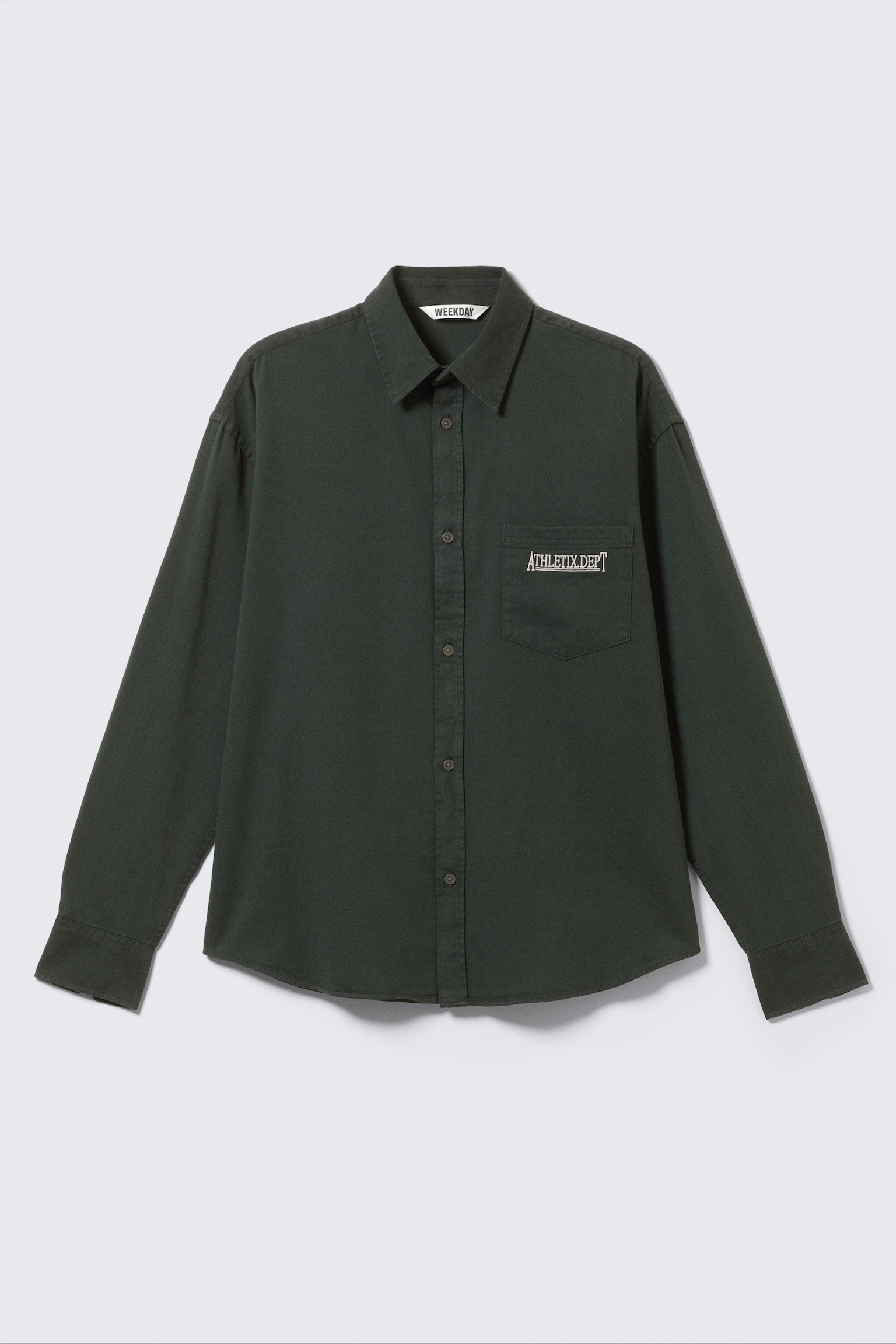 Chemise oversize en coton brodé - Vert foncé/Beige - 2
