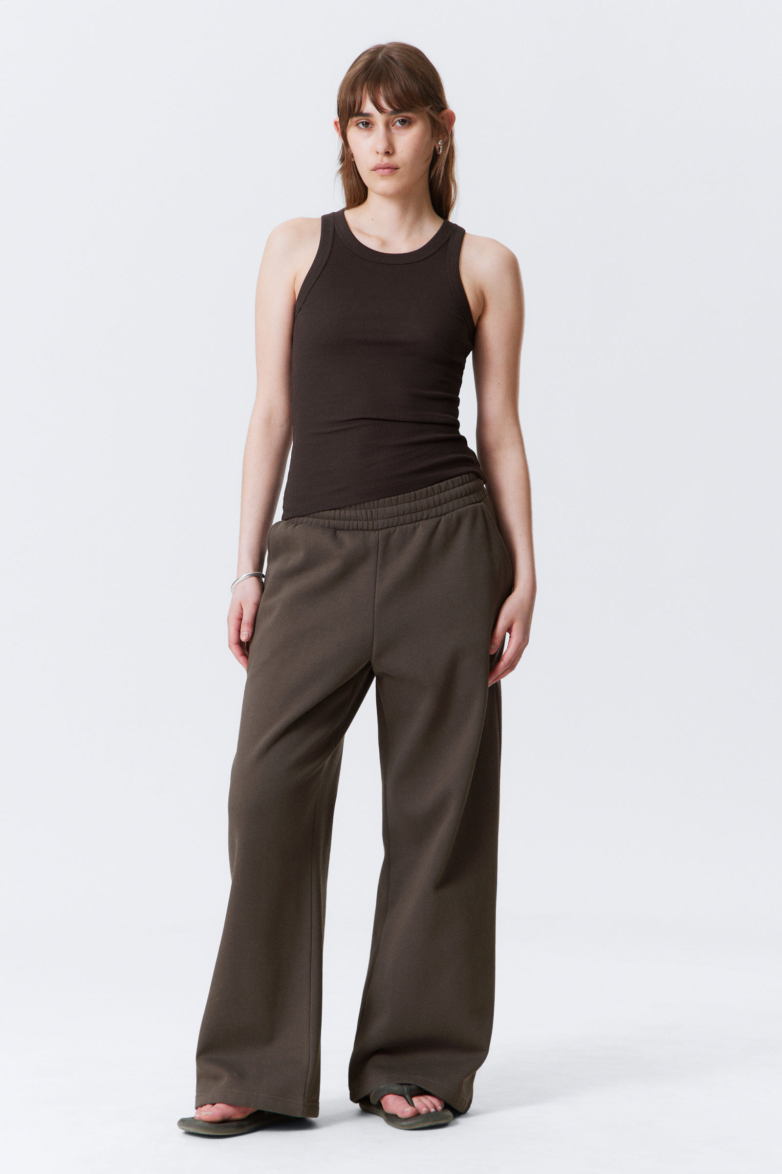 loose washed velvet track trousers - Washed Black | Weekday GB