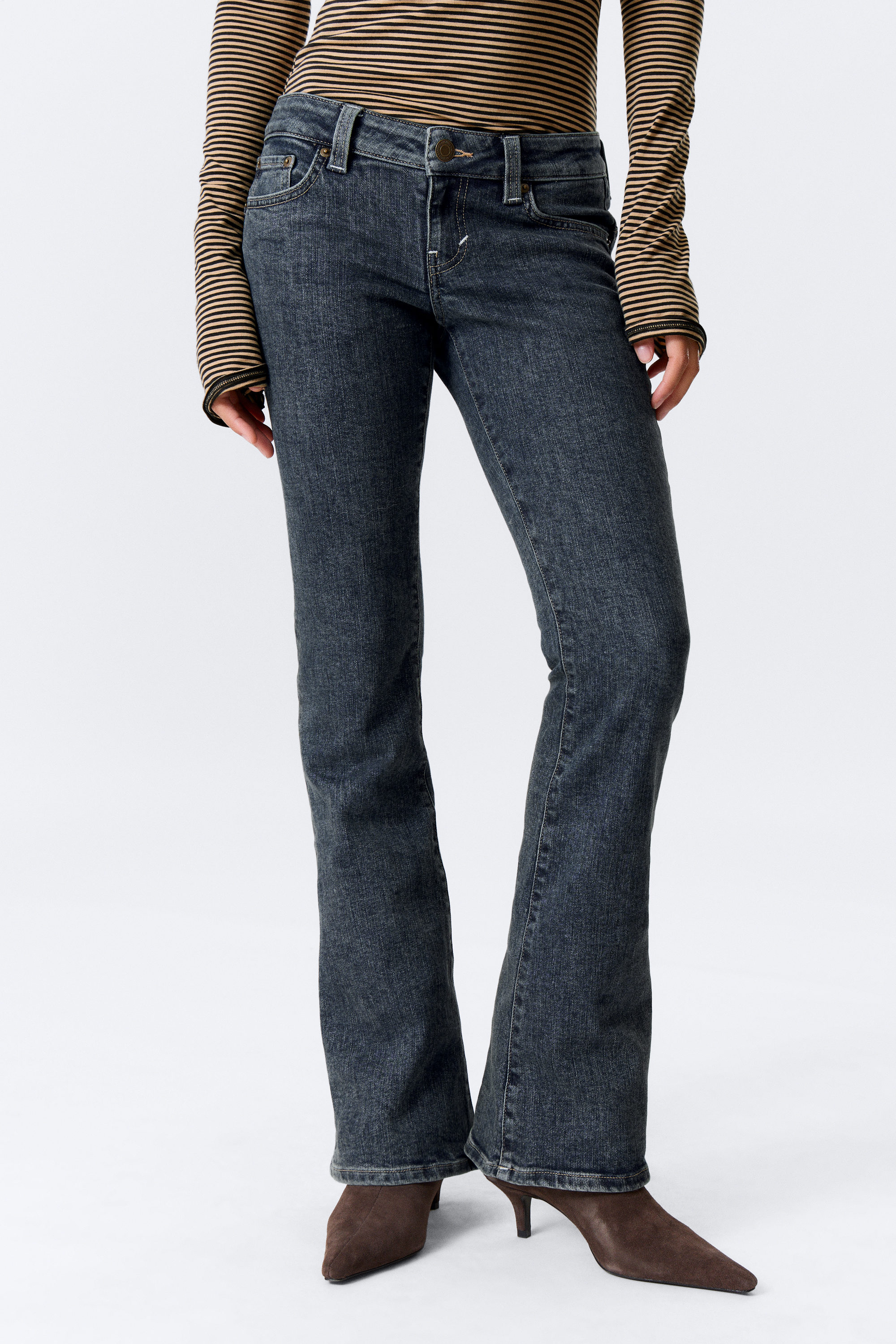 Desert Blue - Dark Blue - Low Rise Curve Yoke Flared Jeans - 2