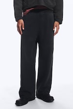 Schwarz - Weite Sweatpants mit mittlerem Bund und Waschung - 1