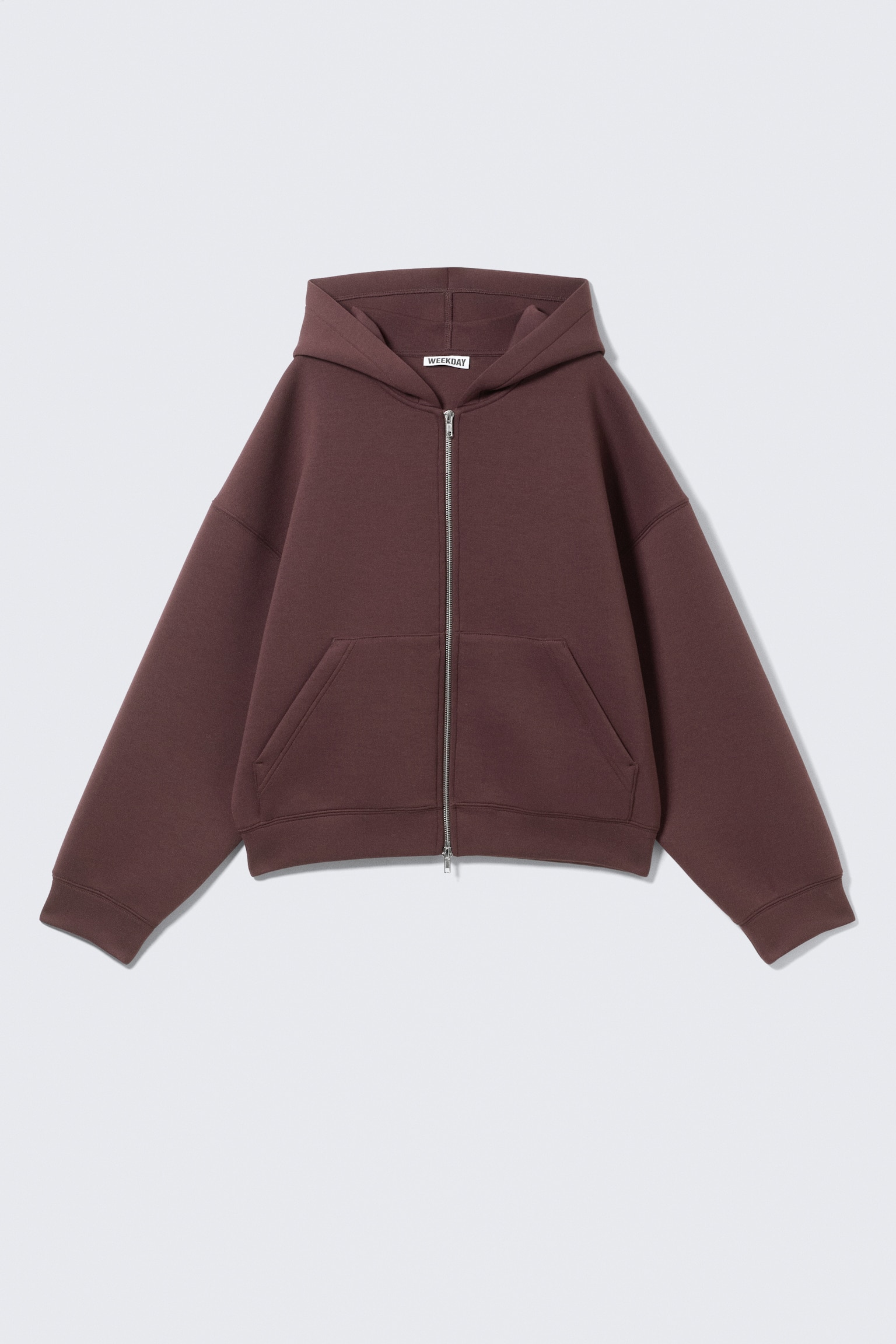 Oversized Scuba-Zip-Hoodie - Burgunderrot/Schwarz/Grau meliert/Dunkelgrau - 2
