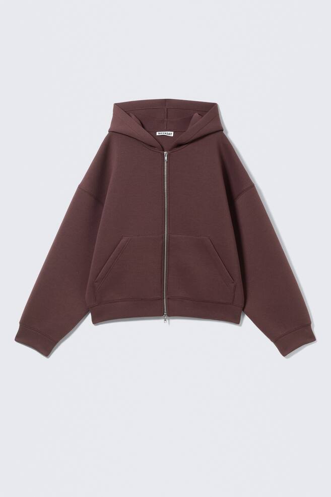 Sweat à capuche zippé oversize en scuba - Bordeaux/Gris chiné/Kaki Gris/Noir/Gris foncé - 1