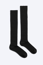Black - Ribbed Knee-High Socks - 0