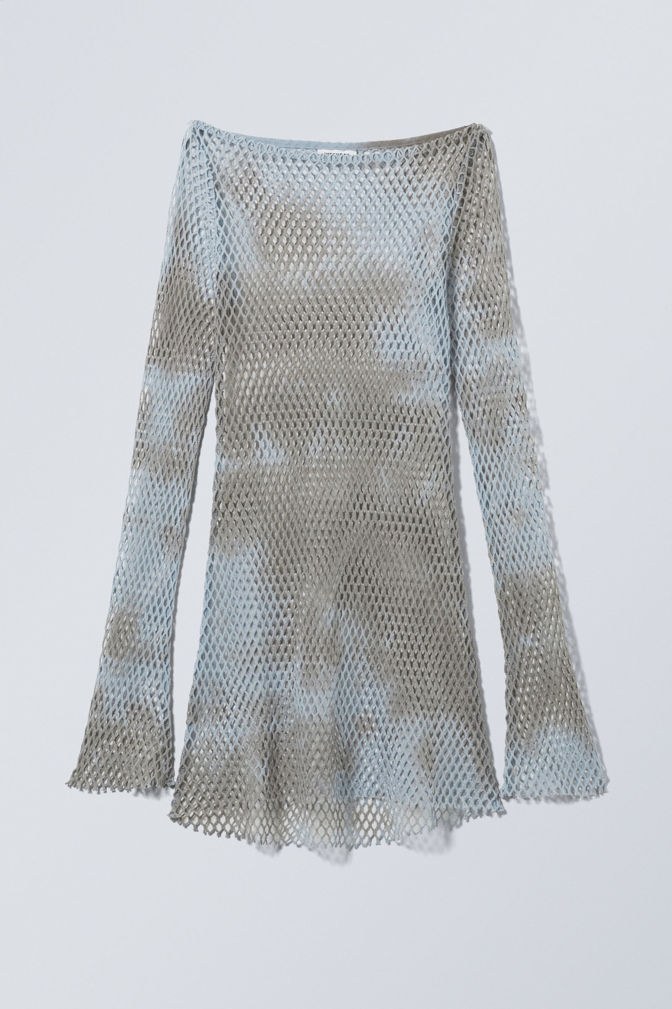 Hellblau & Grau - Eingefärbtes Mini-Netzkleid - 0
