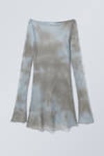 Hellblau & Grau - Eingefärbtes Mini-Netzkleid - 0