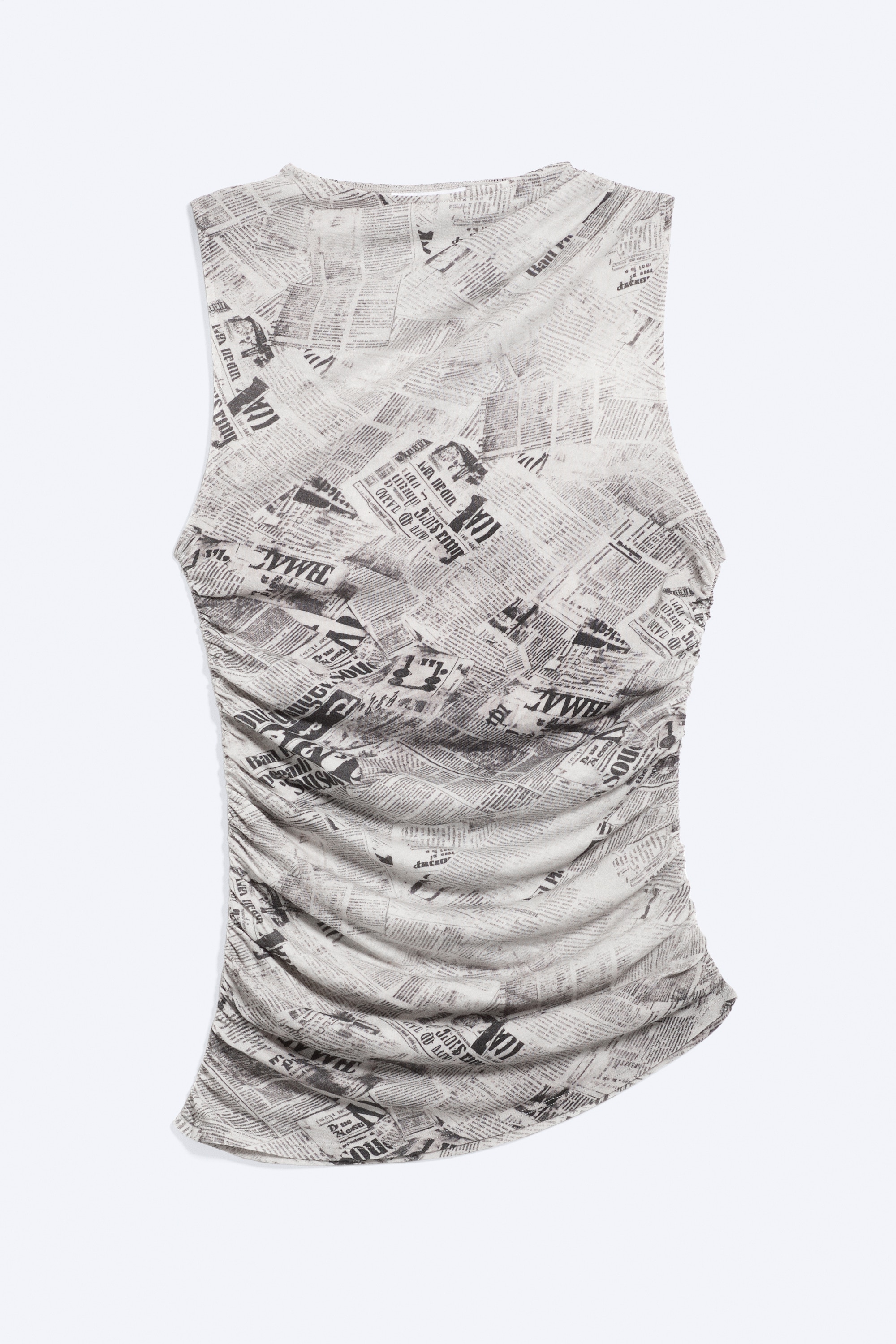 Canotta asimmetrica arricciata - Grigio scuro/Grigio chiaro - Stampa articolo