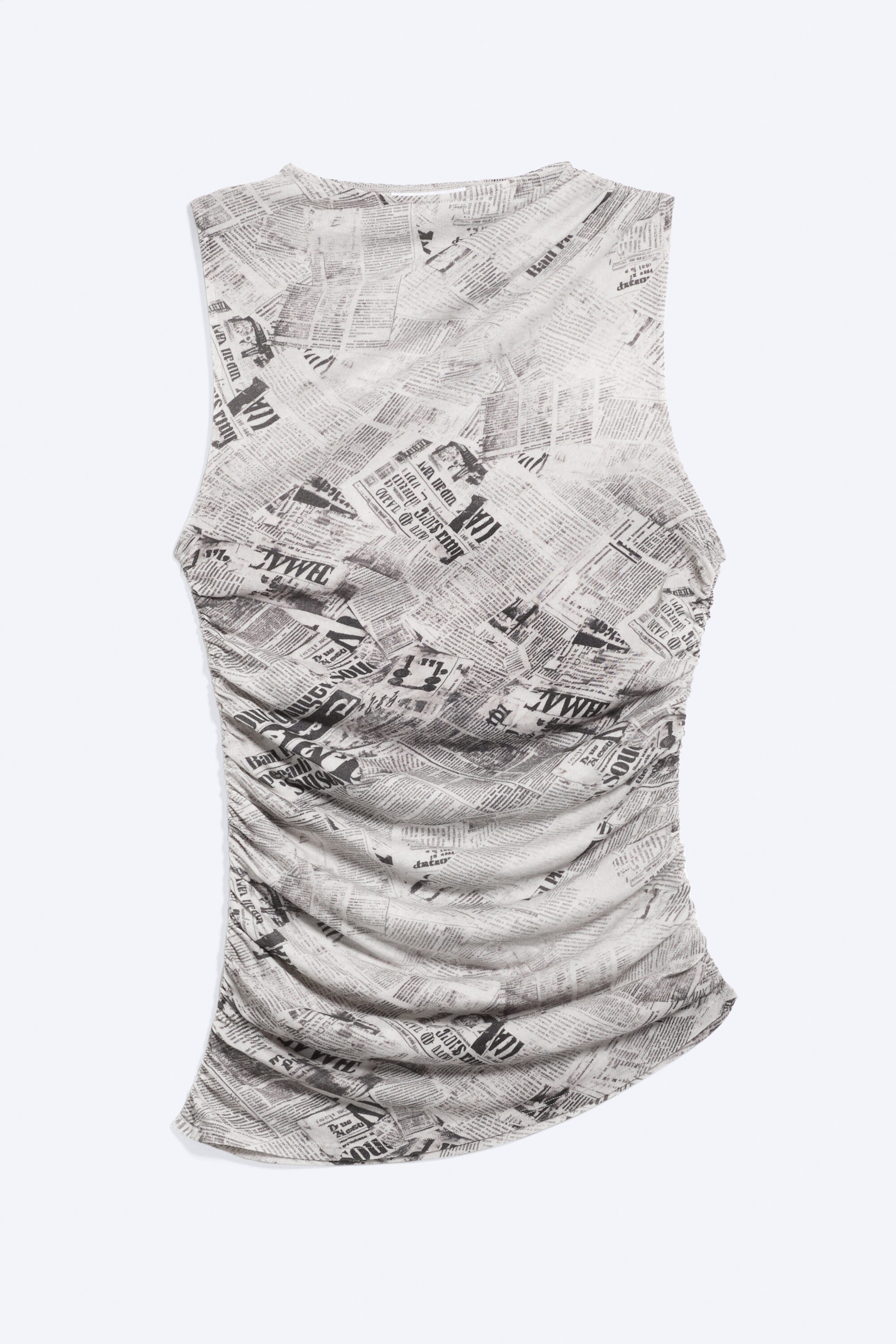 Dark Grey - Gathered Asymmetric Tank Top - 4