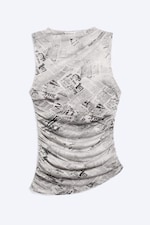 Dark Grey - Gathered Asymmetric Tank Top - 4